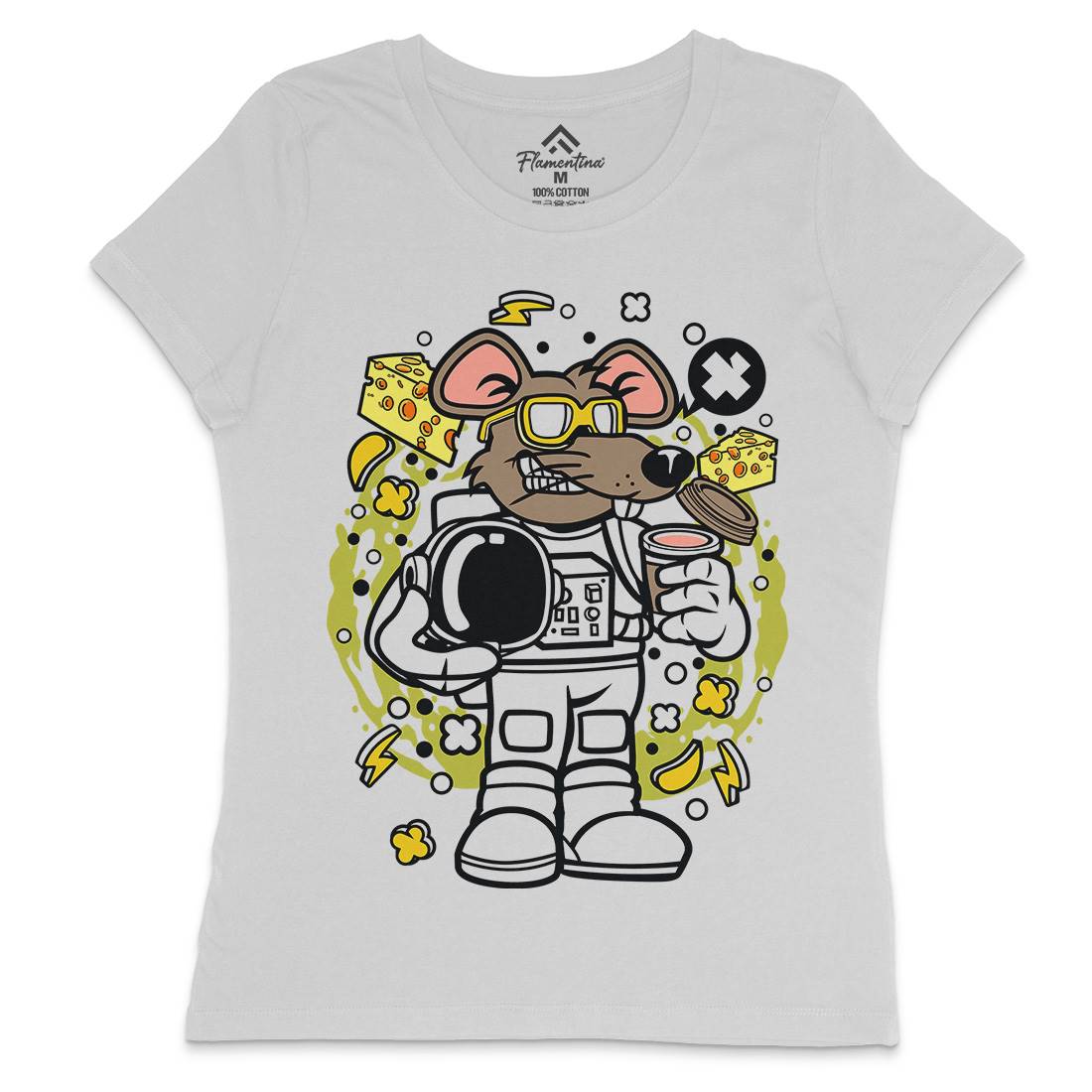 Rat Astronaut Womens Crew Neck T-Shirt Space C621