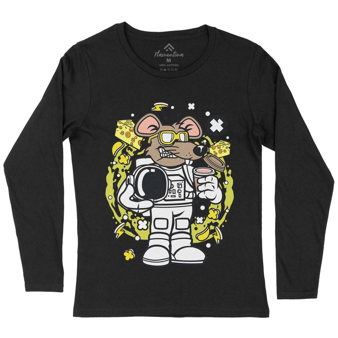 Rat Astronaut Womens Long Sleeve T-Shirt Space C621