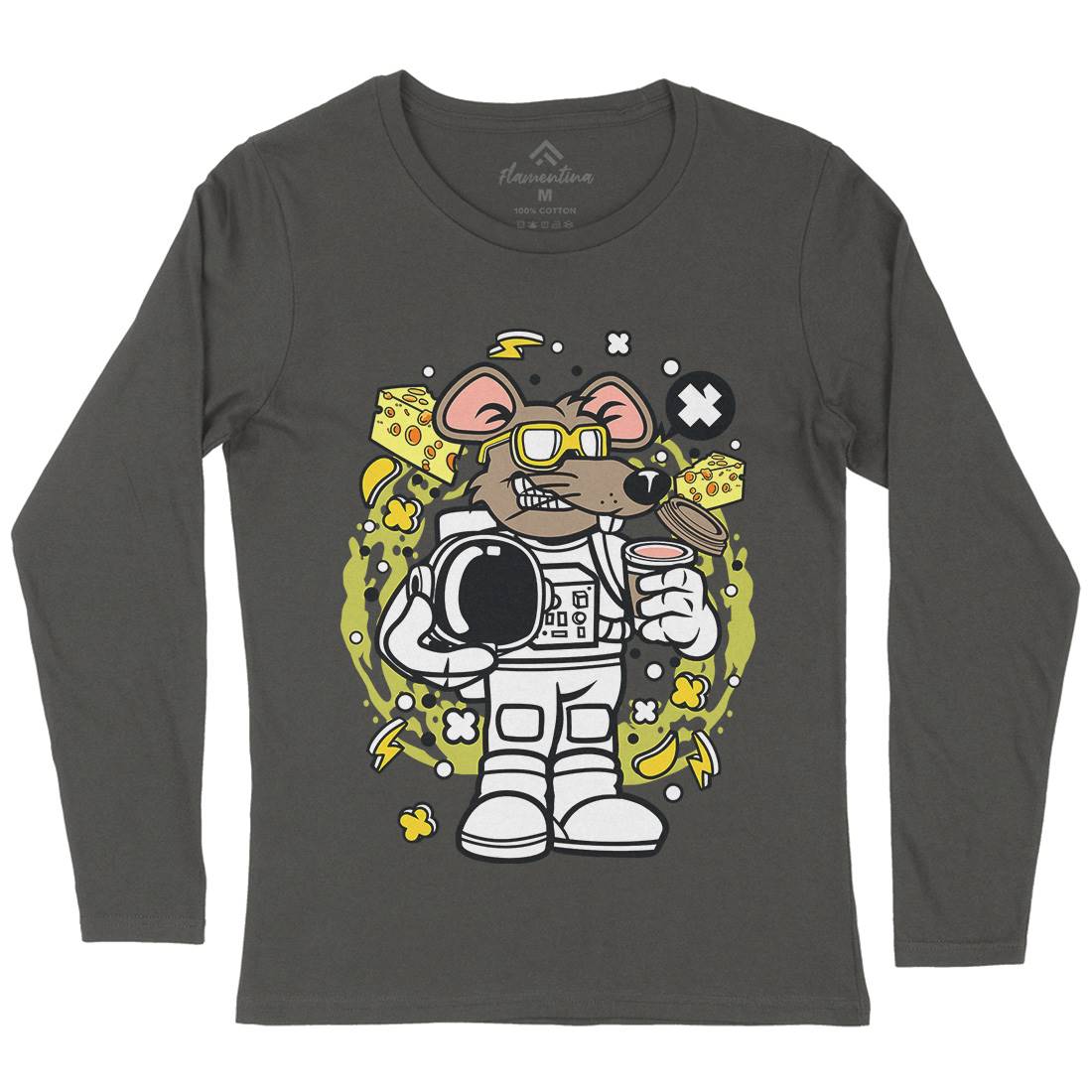 Rat Astronaut Womens Long Sleeve T-Shirt Space C621