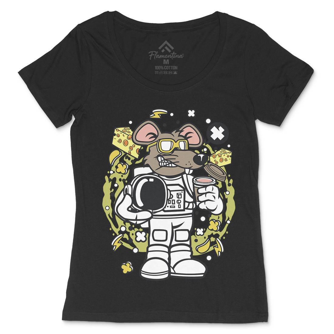 Rat Astronaut Womens Scoop Neck T-Shirt Space C621