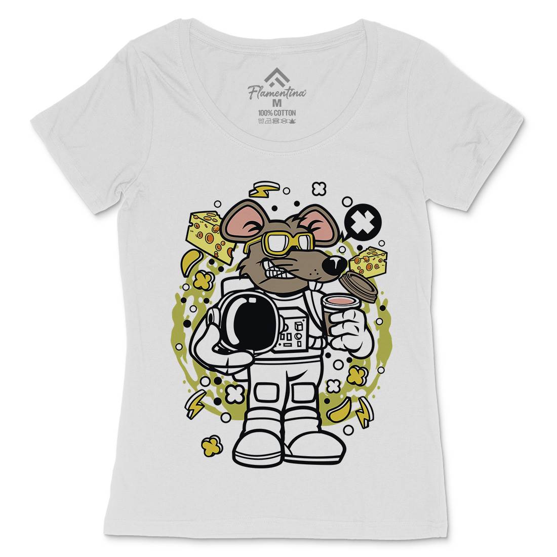 Rat Astronaut Womens Scoop Neck T-Shirt Space C621