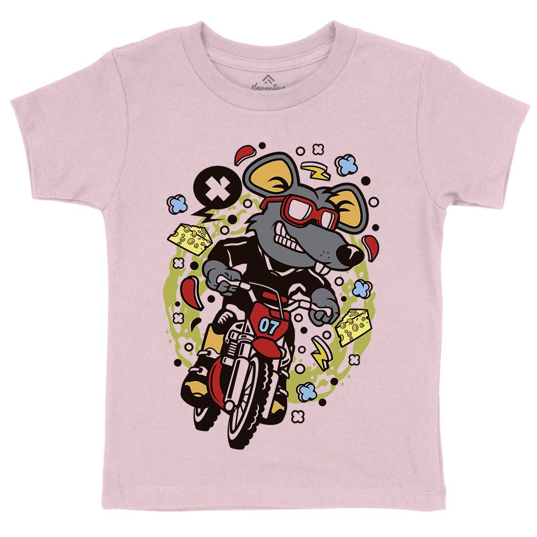 Rat Motocross Rider Kids Organic Crew Neck T-Shirt Motorcycles C623