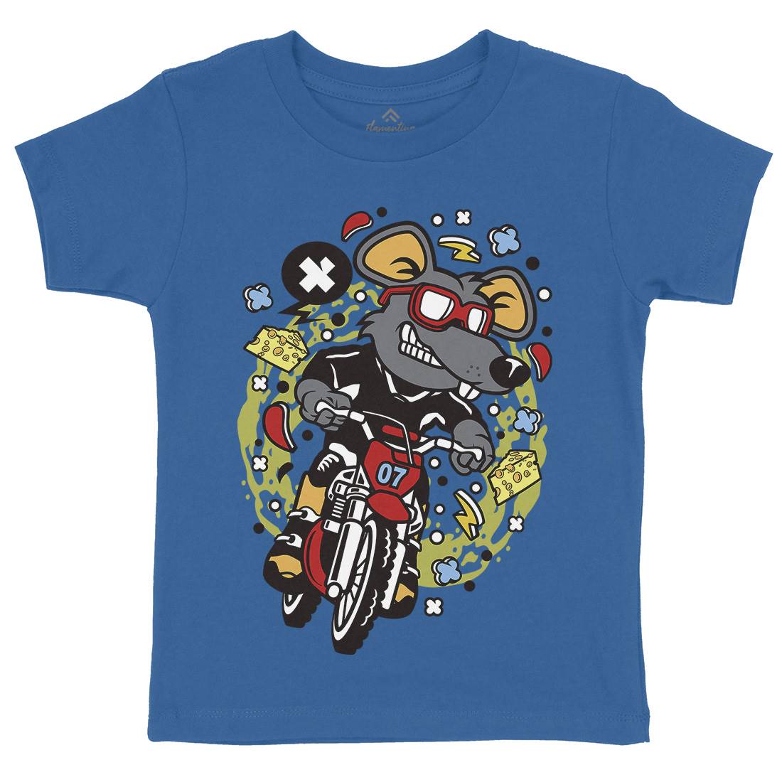 Rat Motocross Rider Kids Crew Neck T-Shirt Motorcycles C623
