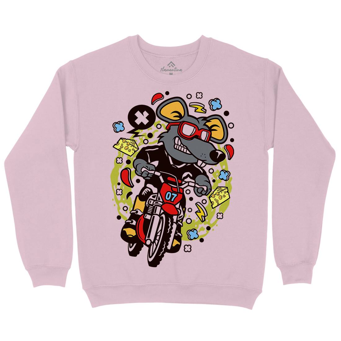 Rat Motocross Rider Kids Crew Neck Sweatshirt Motorcycles C623