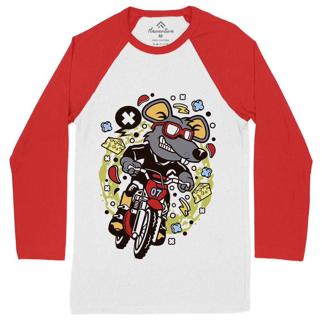 Rat Motocross Rider Mens Long Sleeve Baseball T-Shirt Motorcycles C623