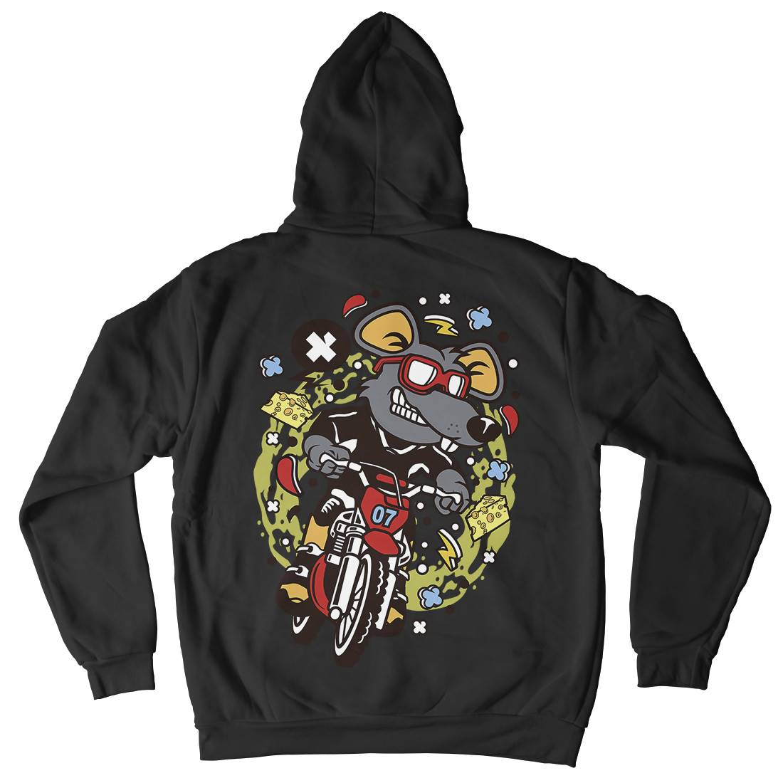 Rat Motocross Rider Mens Hoodie With Pocket Motorcycles C623