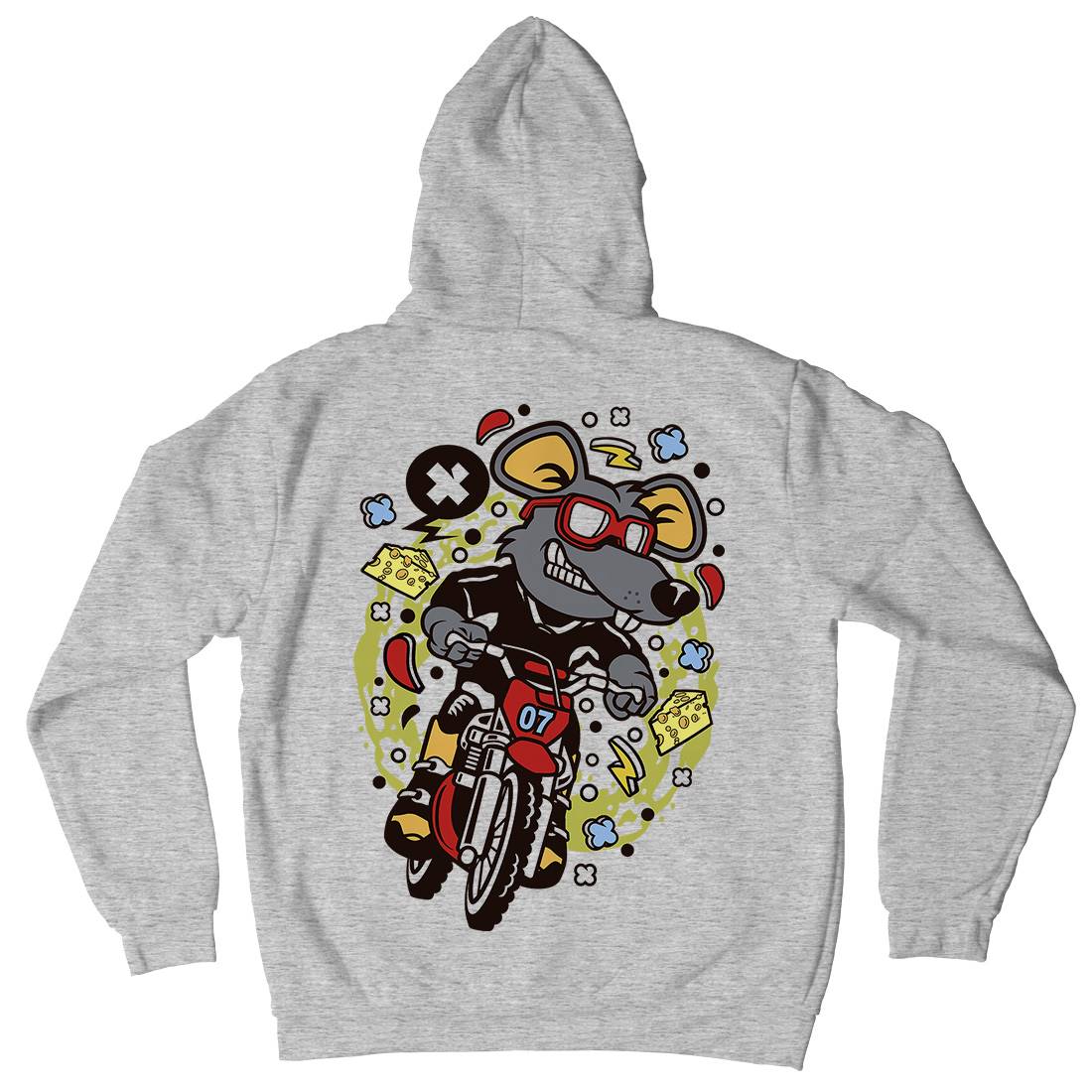 Rat Motocross Rider Mens Hoodie With Pocket Motorcycles C623