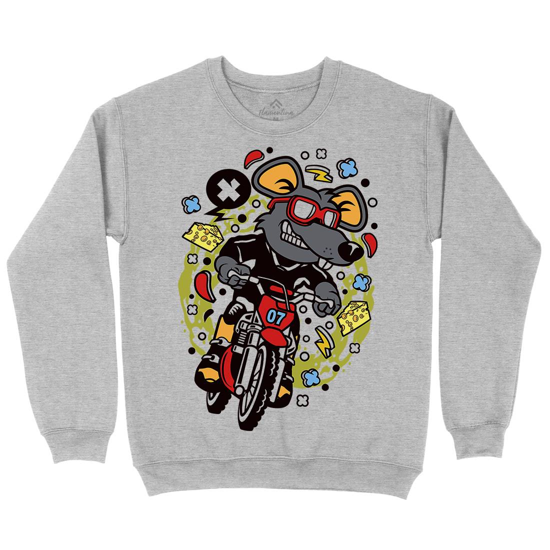 Rat Motocross Rider Mens Crew Neck Sweatshirt Motorcycles C623