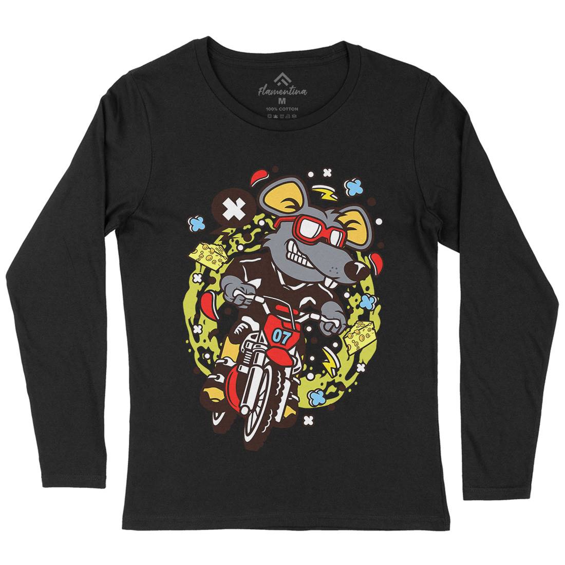 Rat Motocross Rider Womens Long Sleeve T-Shirt Motorcycles C623