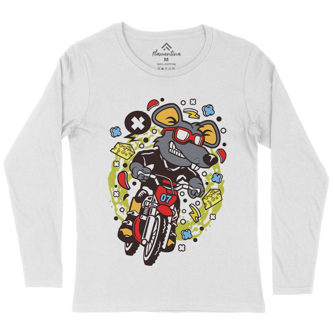Rat Motocross Rider Womens Long Sleeve T-Shirt Motorcycles C623