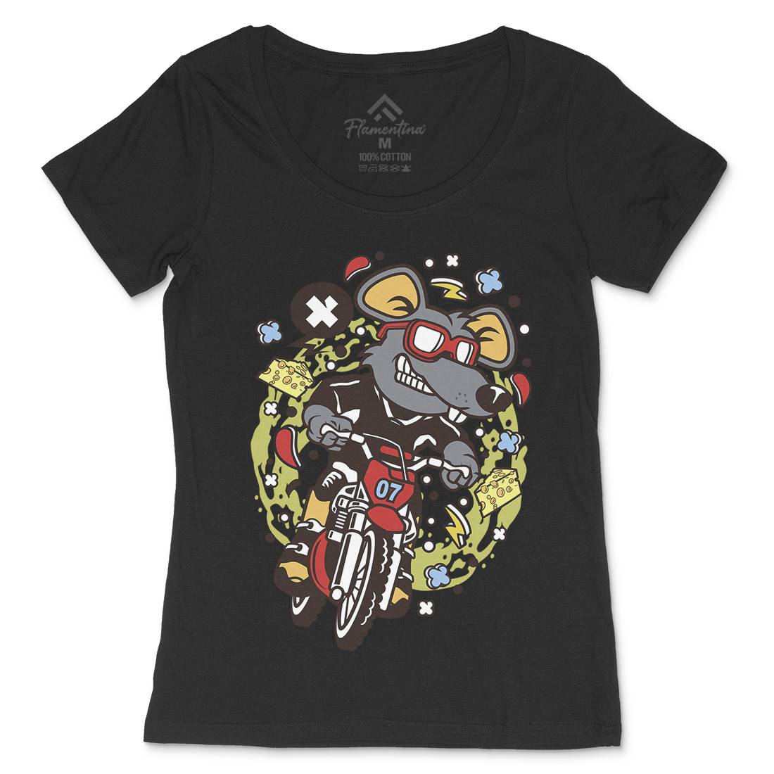 Rat Motocross Rider Womens Scoop Neck T-Shirt Motorcycles C623