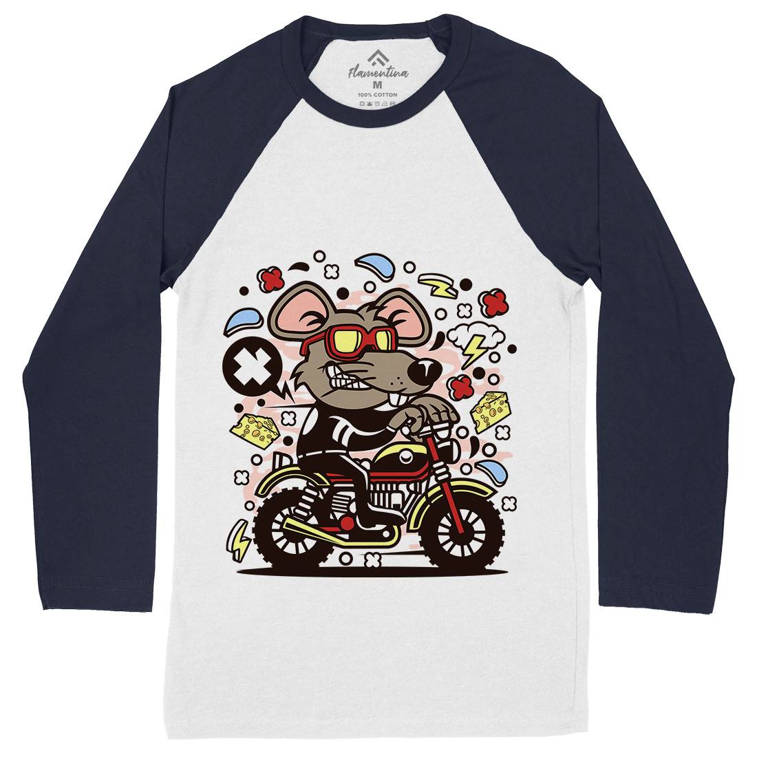Rat Motocross Mens Long Sleeve Baseball T-Shirt Motorcycles C624