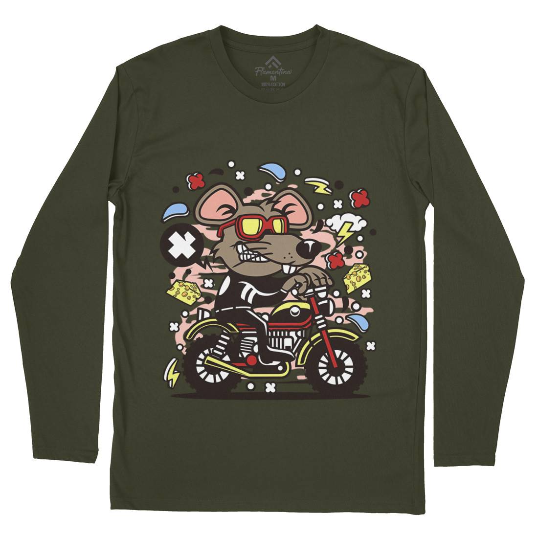 Rat Motocross Mens Long Sleeve T-Shirt Motorcycles C624