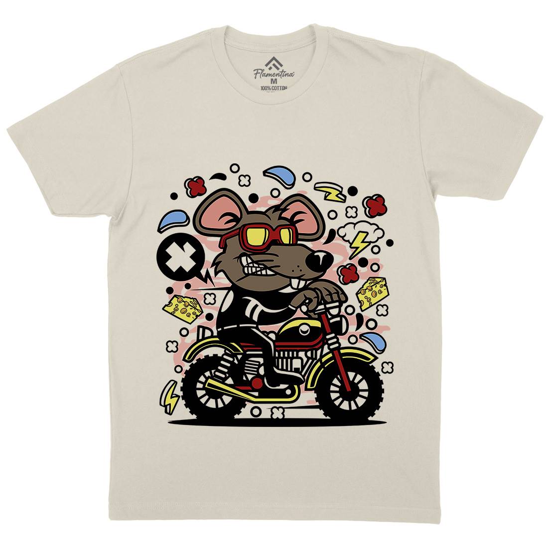 Rat Motocross Mens Organic Crew Neck T-Shirt Motorcycles C624