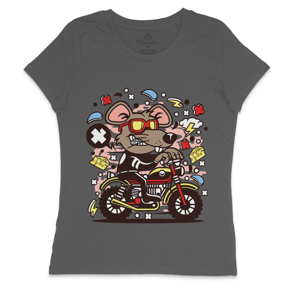 Rat Motocross Womens Crew Neck T-Shirt Motorcycles C624