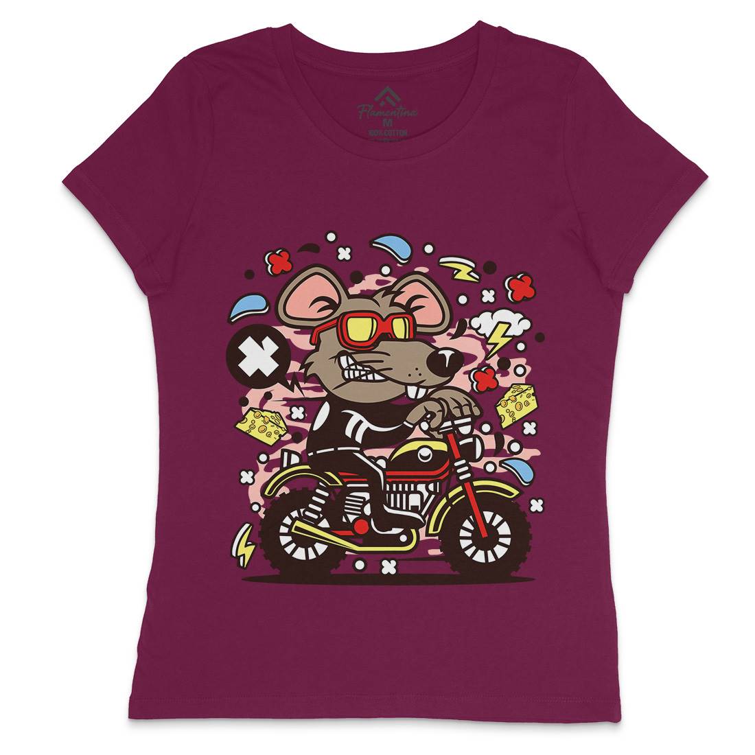 Rat Motocross Womens Crew Neck T-Shirt Motorcycles C624
