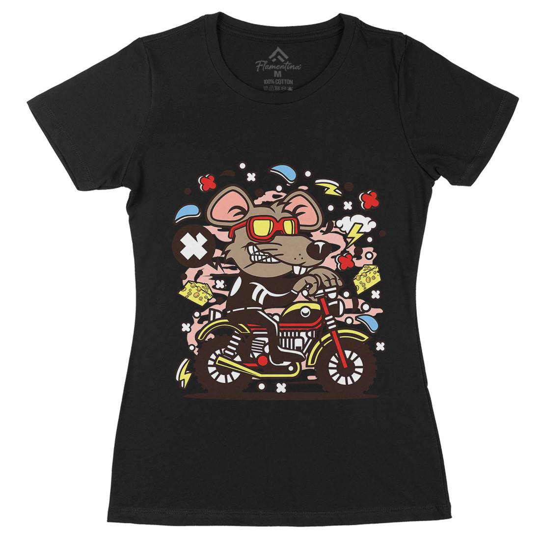 Rat Motocross Womens Organic Crew Neck T-Shirt Motorcycles C624