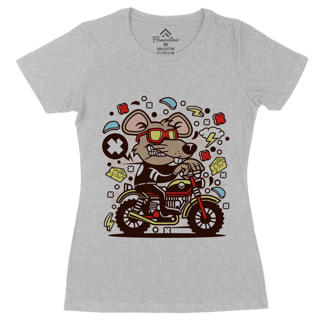 Rat Motocross Womens Organic Crew Neck T-Shirt Motorcycles C624