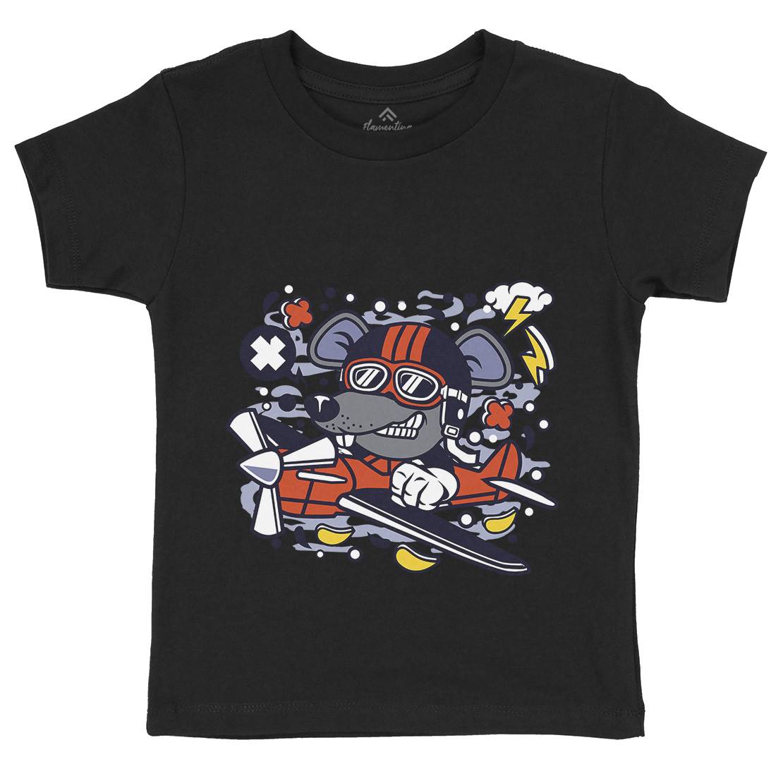 Rat Pilot Kids Organic Crew Neck T-Shirt Army C625