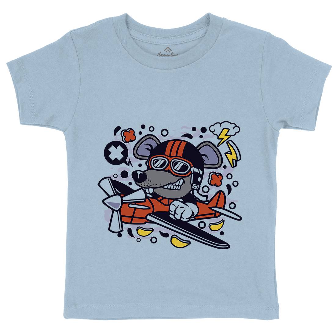 Rat Pilot Kids Crew Neck T-Shirt Army C625