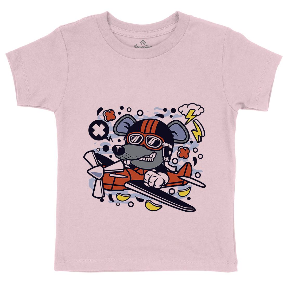 Rat Pilot Kids Crew Neck T-Shirt Army C625