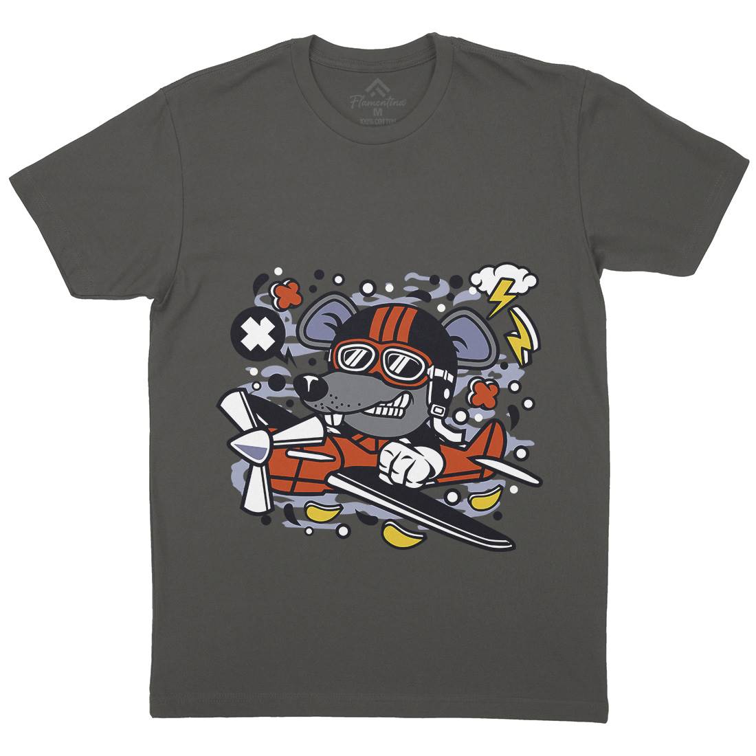 Rat Pilot Mens Organic Crew Neck T-Shirt Army C625