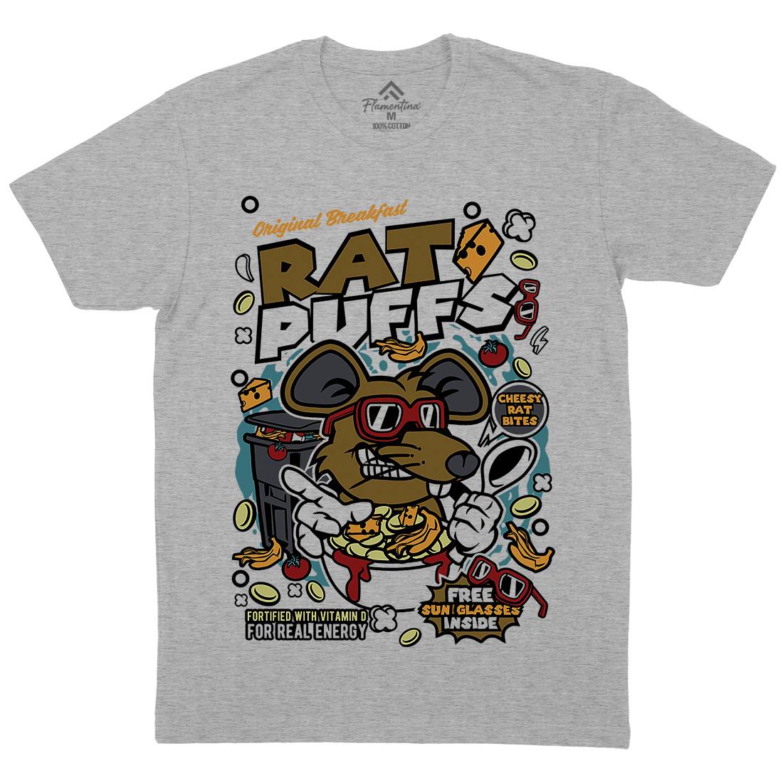 Rat Puffs Mens Organic Crew Neck T-Shirt Food C626