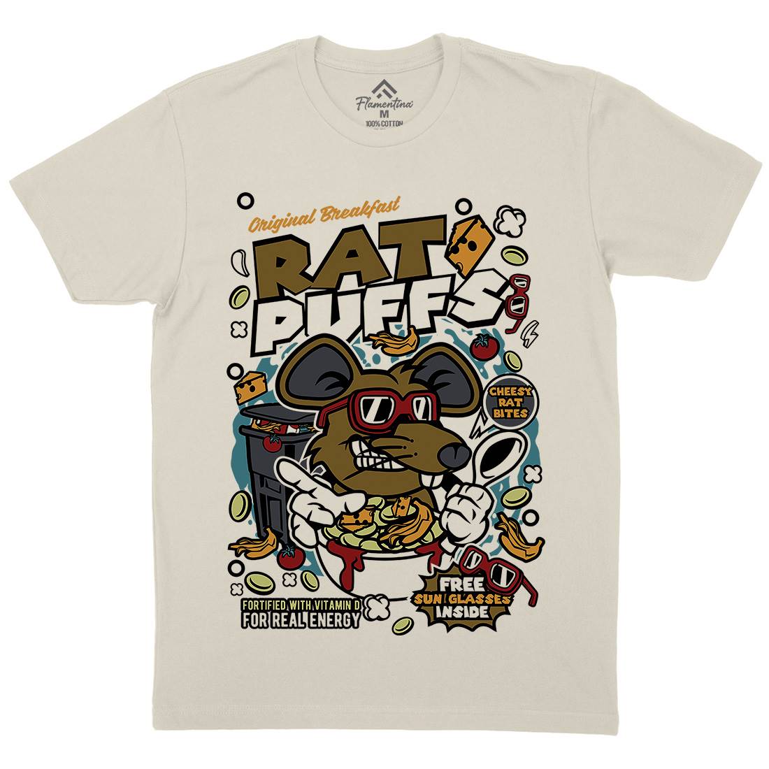 Rat Puffs Mens Organic Crew Neck T-Shirt Food C626