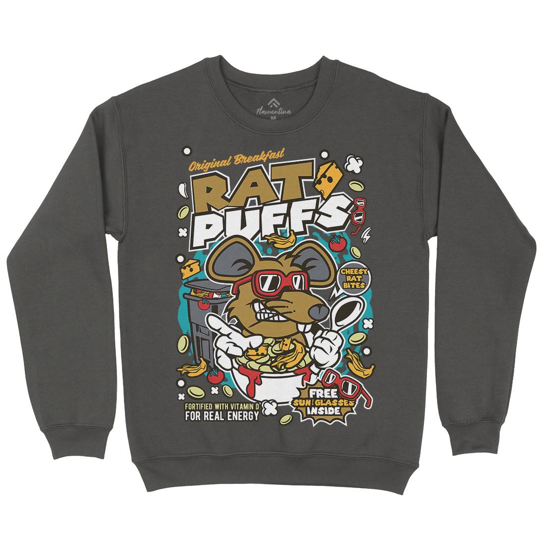 Rat Puffs Mens Crew Neck Sweatshirt Food C626