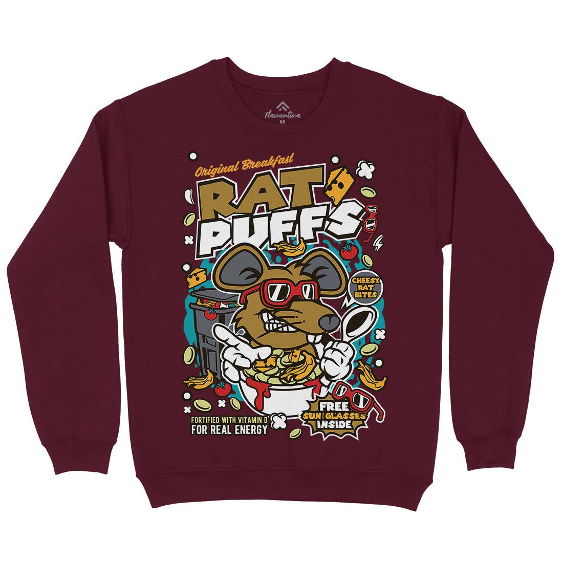 Rat Puffs Mens Crew Neck Sweatshirt Food C626