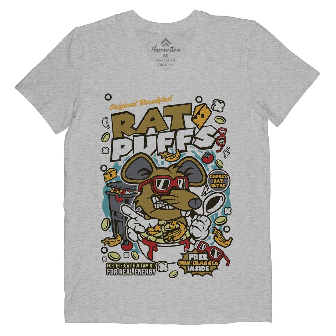 Rat Puffs Mens Organic V-Neck T-Shirt Food C626