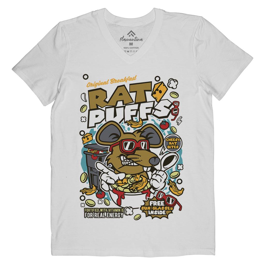 Rat Puffs Mens Organic V-Neck T-Shirt Food C626