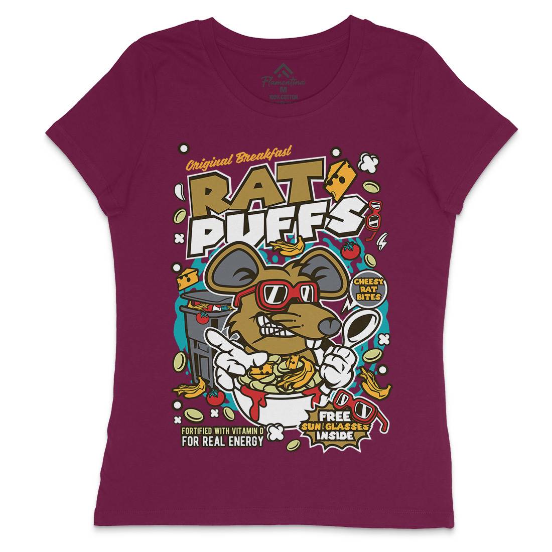 Rat Puffs Womens Crew Neck T-Shirt Food C626