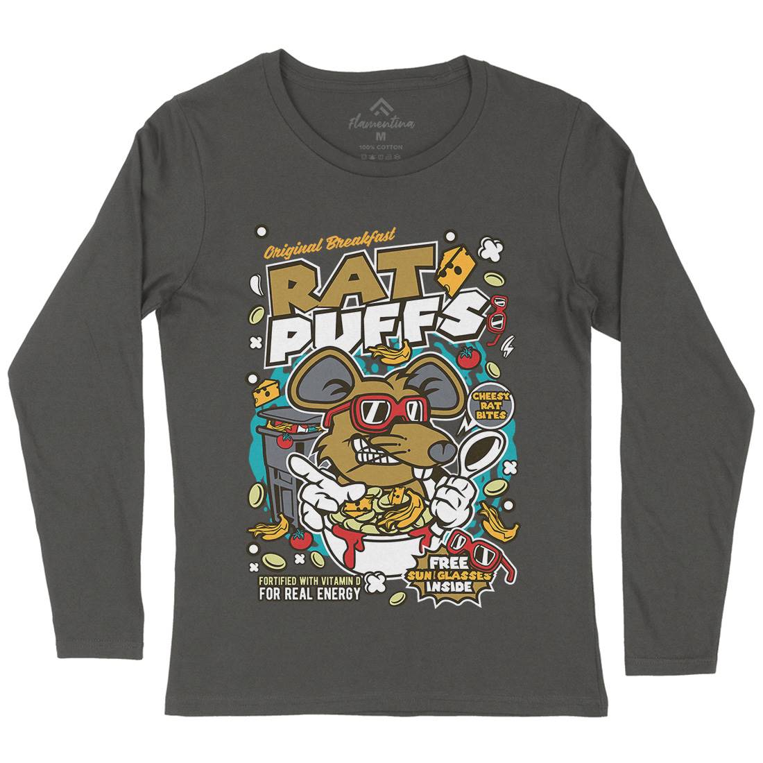 Rat Puffs Womens Long Sleeve T-Shirt Food C626