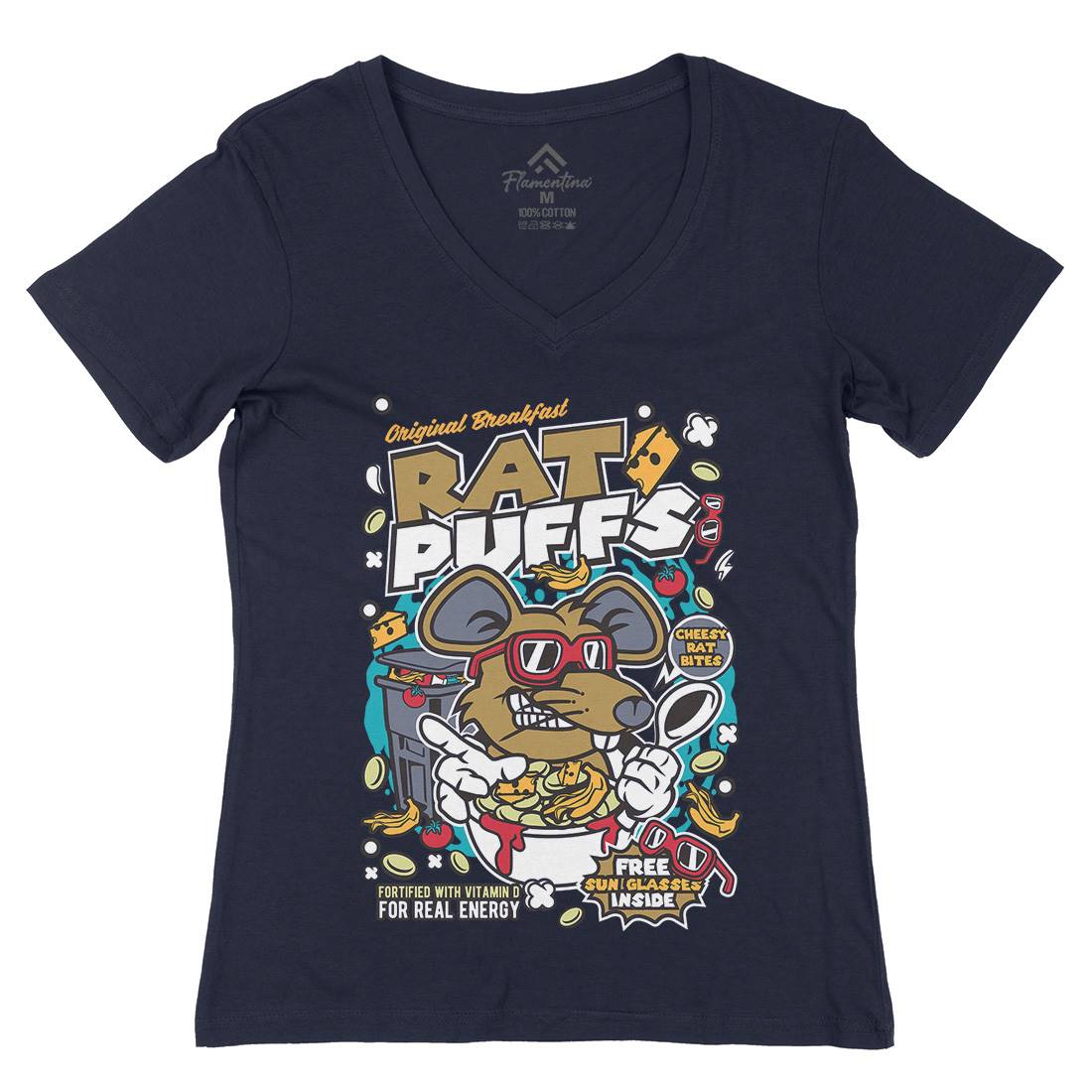 Rat Puffs Womens Organic V-Neck T-Shirt Food C626
