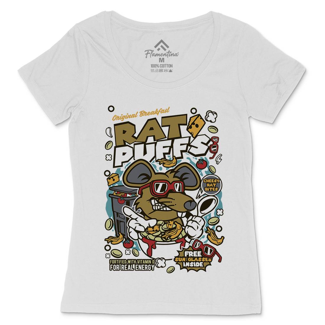 Rat Puffs Womens Scoop Neck T-Shirt Food C626
