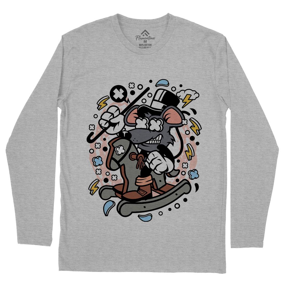 Rat Rocking Horse Mens Long Sleeve T-Shirt Retro C627