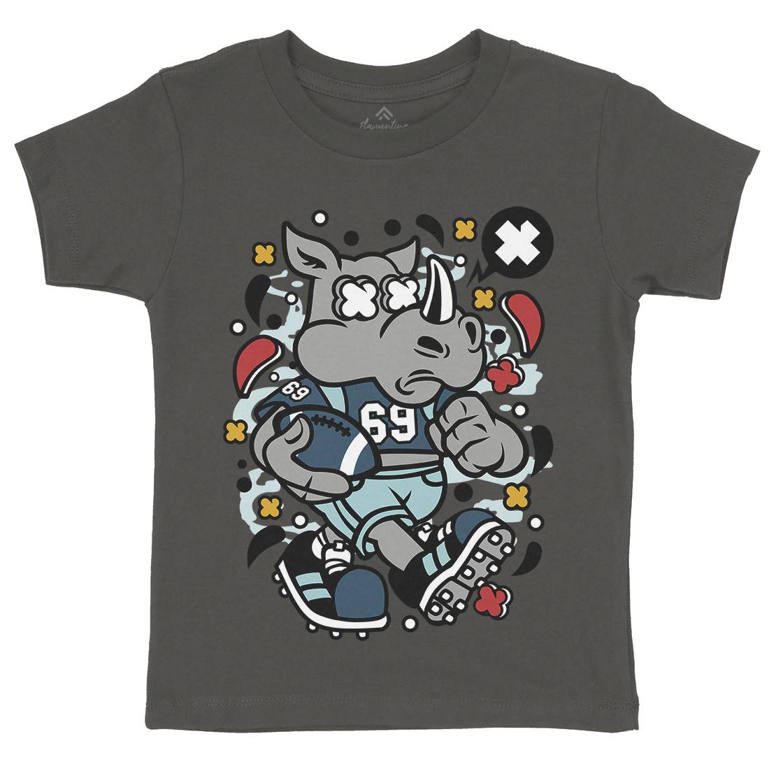 Rhino Football Kids Organic Crew Neck T-Shirt Sport C629