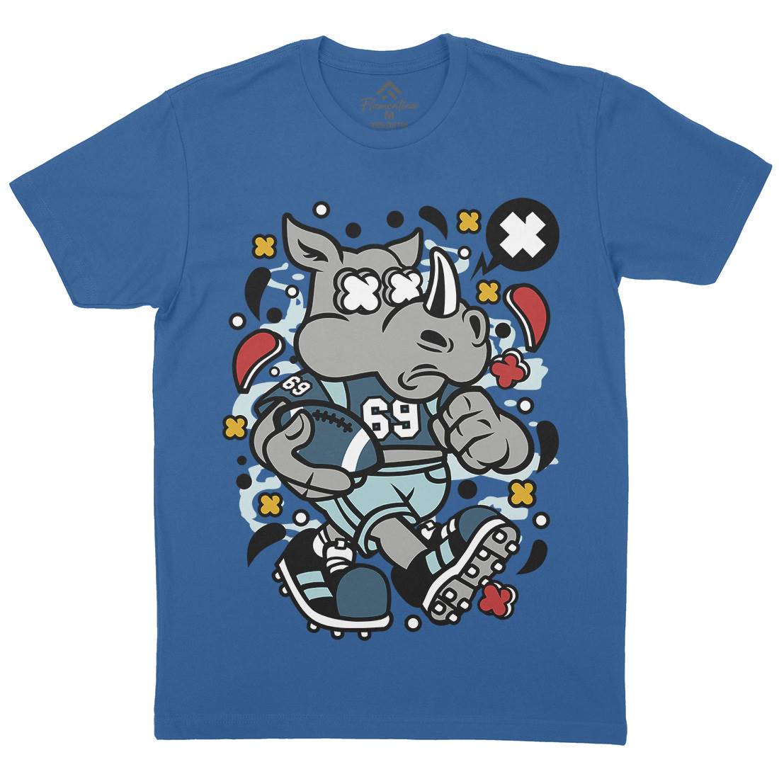 Rhino Football Mens Organic Crew Neck T-Shirt Sport C629