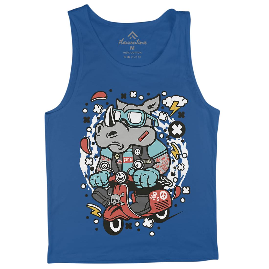 Rhino Scooter Mens Tank Top Vest Motorcycles C630
