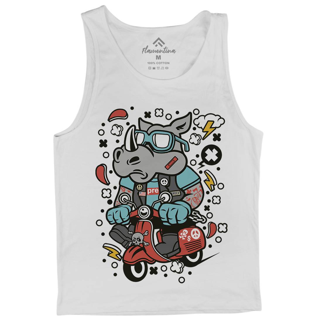 Rhino Scooter Mens Tank Top Vest Motorcycles C630