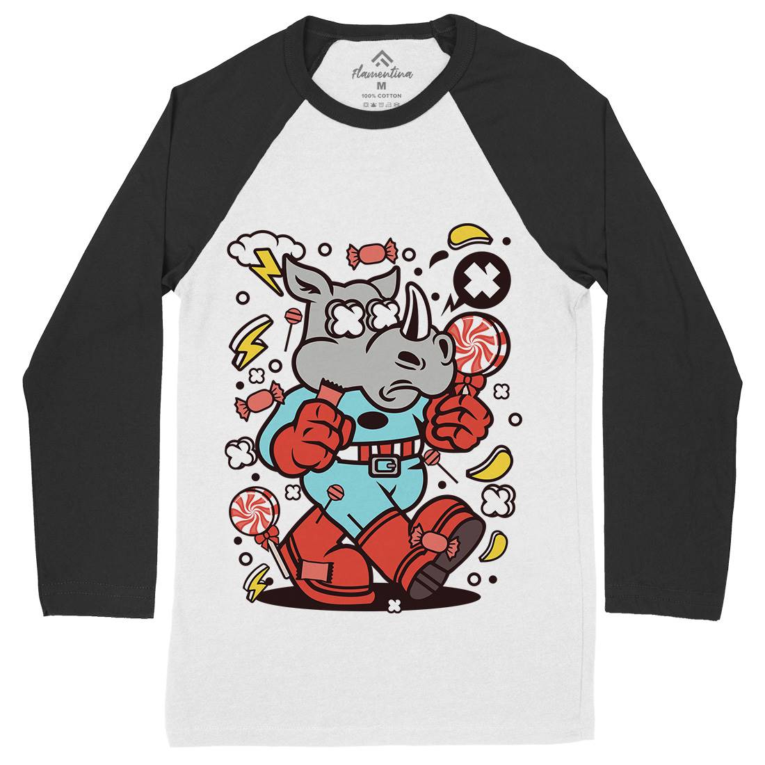 Rhino Super Candy Mens Long Sleeve Baseball T-Shirt Food C631
