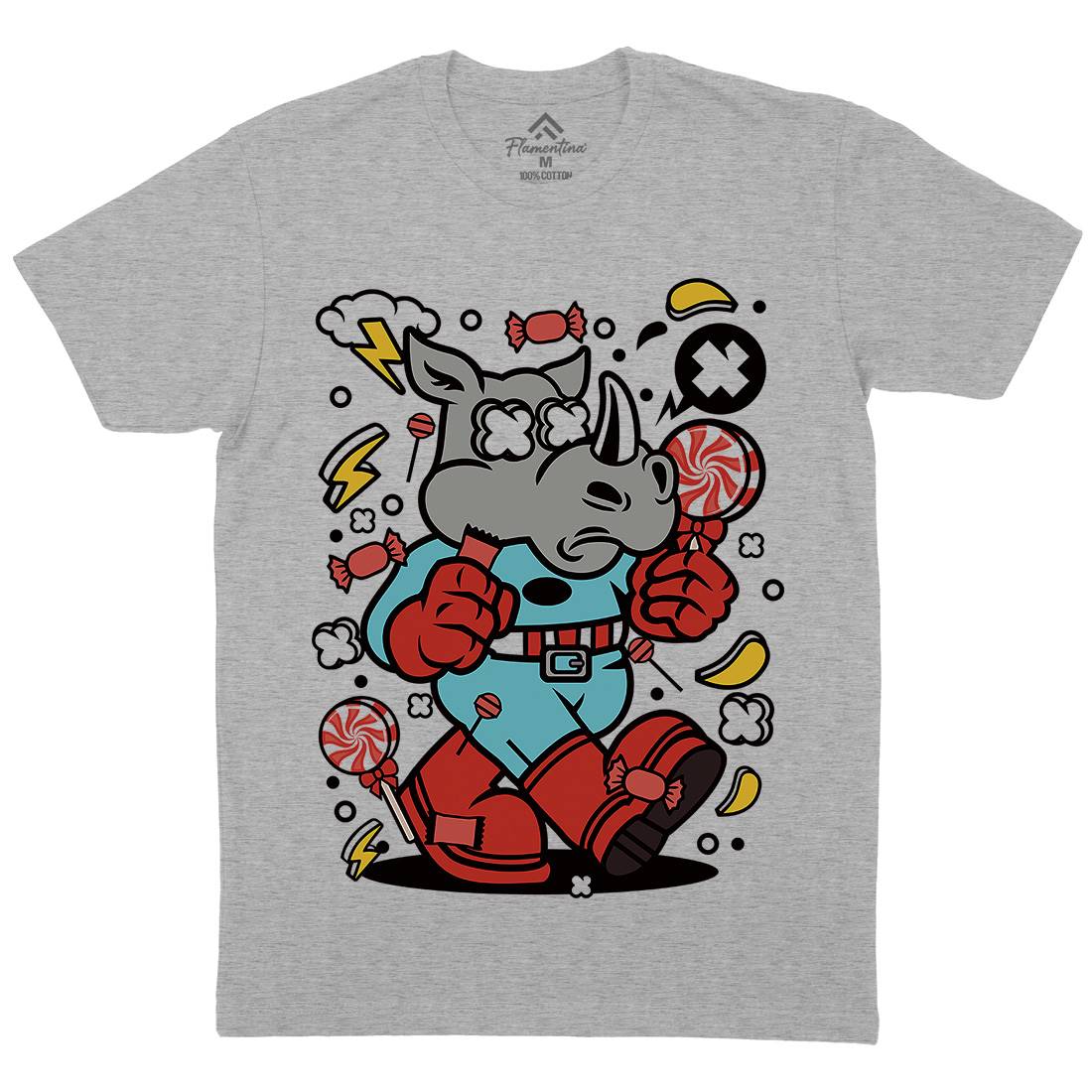 Rhino Super Candy Mens Organic Crew Neck T-Shirt Food C631
