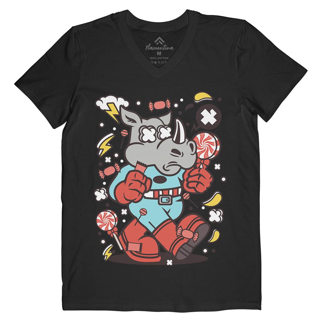 Rhino Super Candy Mens V-Neck T-Shirt Food C631