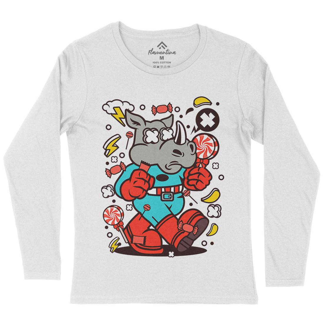 Rhino Super Candy Womens Long Sleeve T-Shirt Food C631