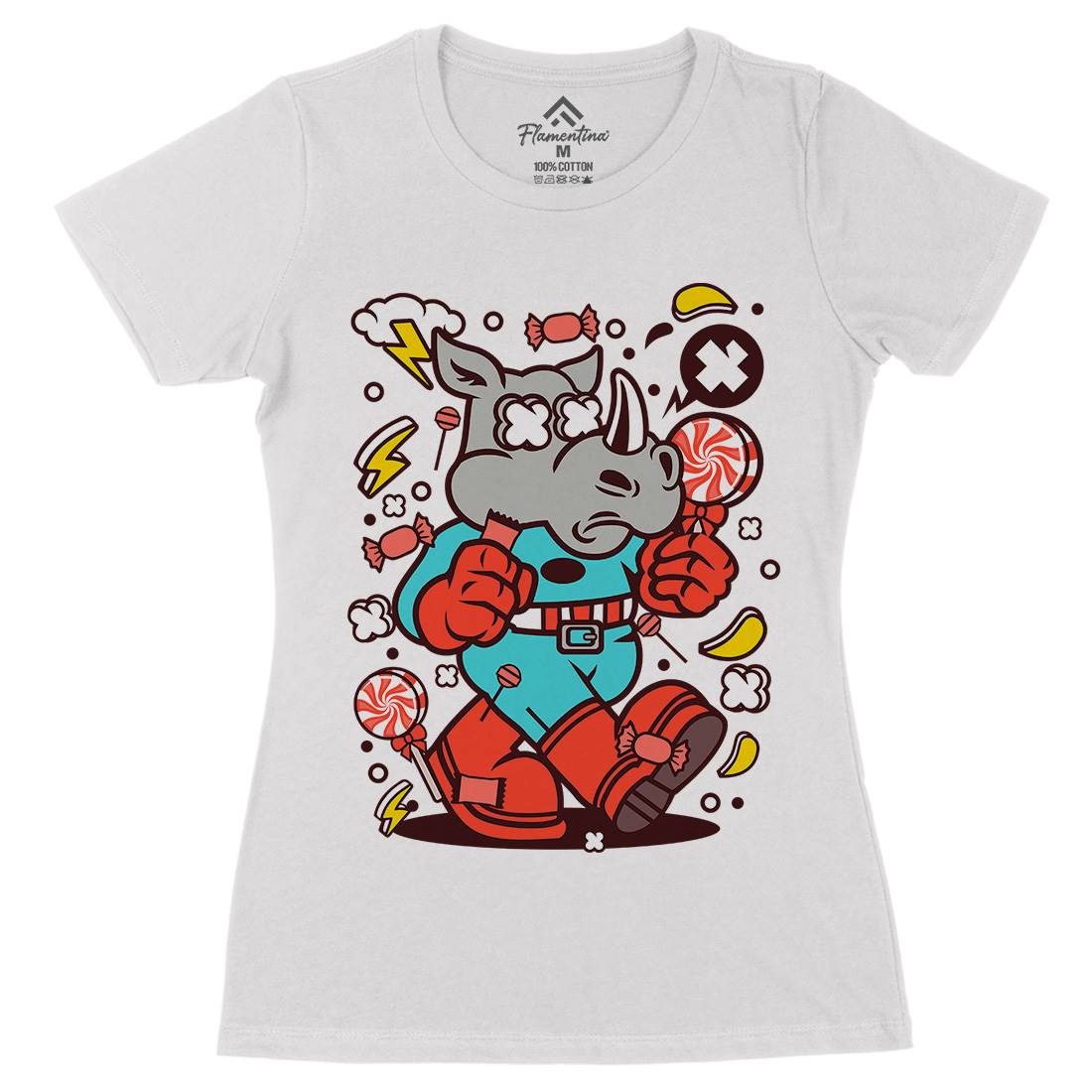 Rhino Super Candy Womens Organic Crew Neck T-Shirt Food C631