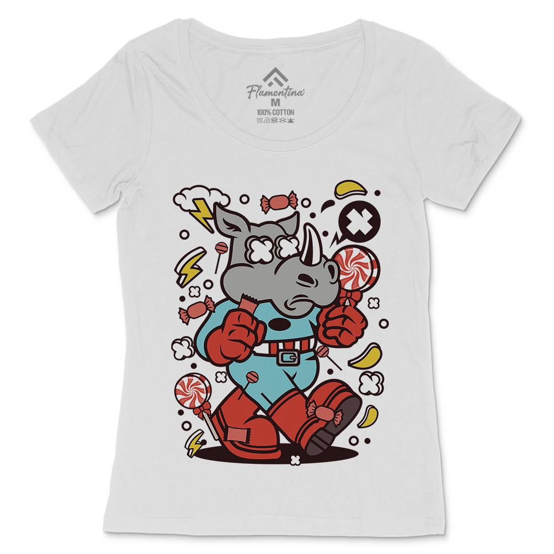 Rhino Super Candy Womens Scoop Neck T-Shirt Food C631