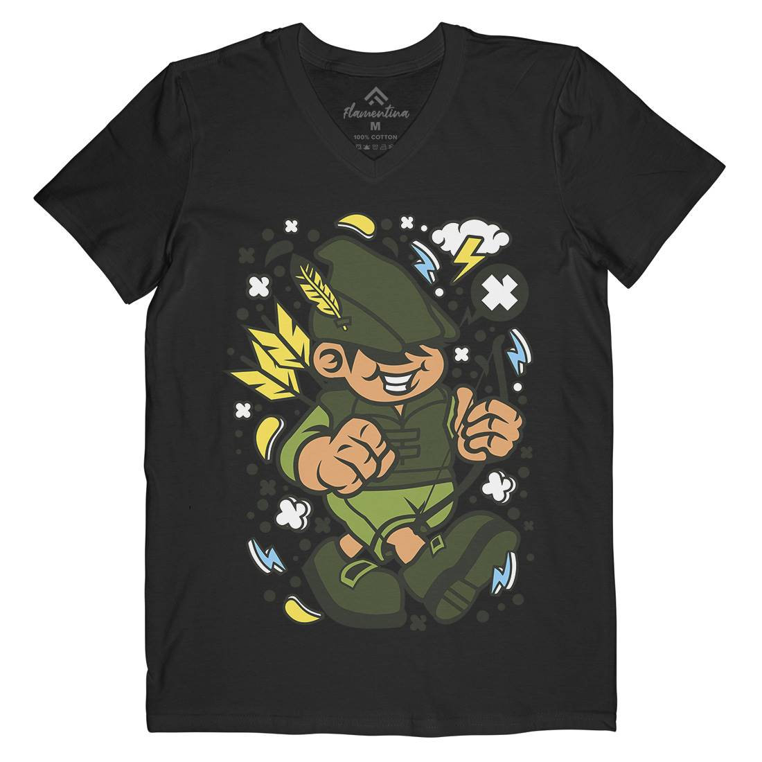 Robin Hood Kid Mens V-Neck T-Shirt Warriors C633