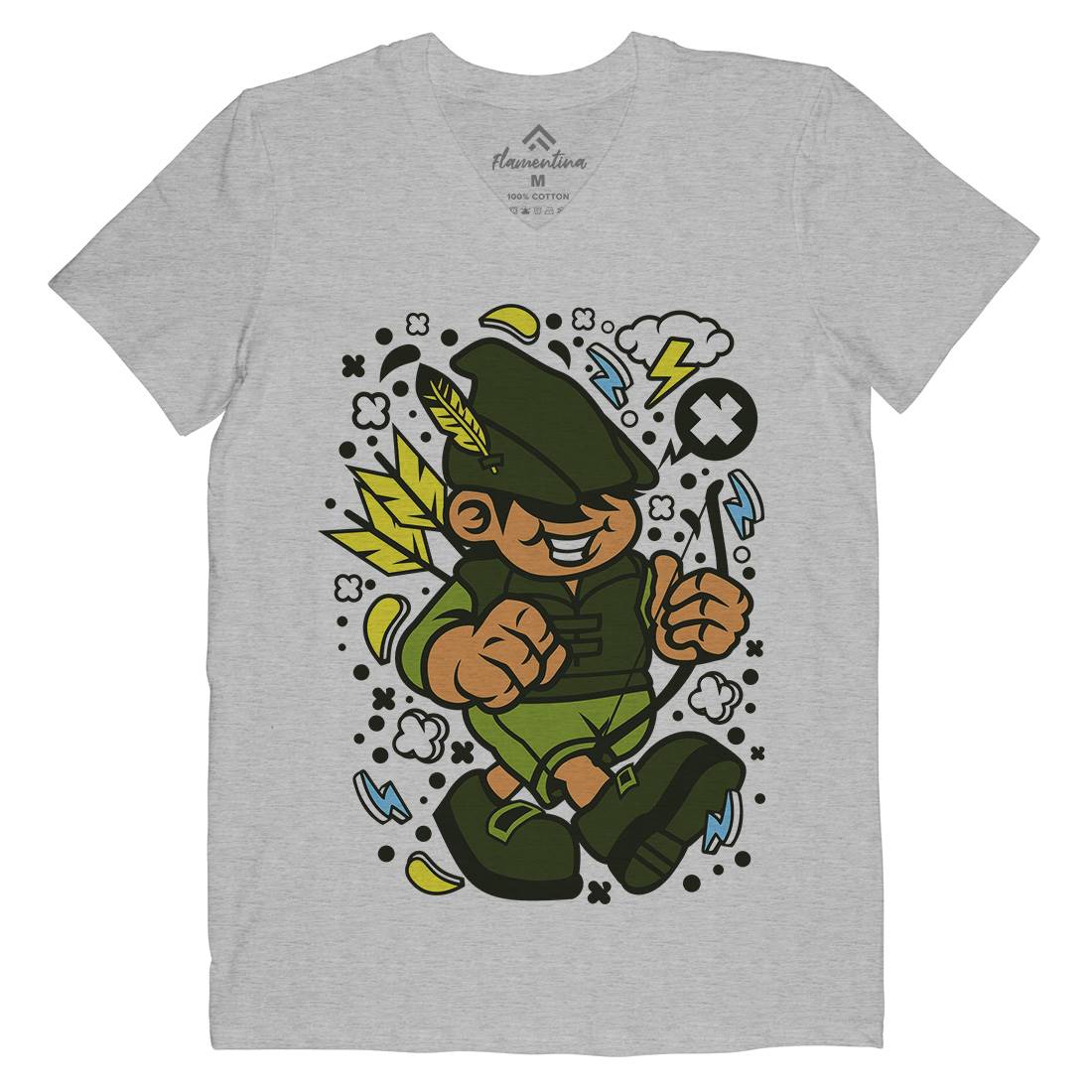 Robin Hood Kid Mens Organic V-Neck T-Shirt Warriors C633