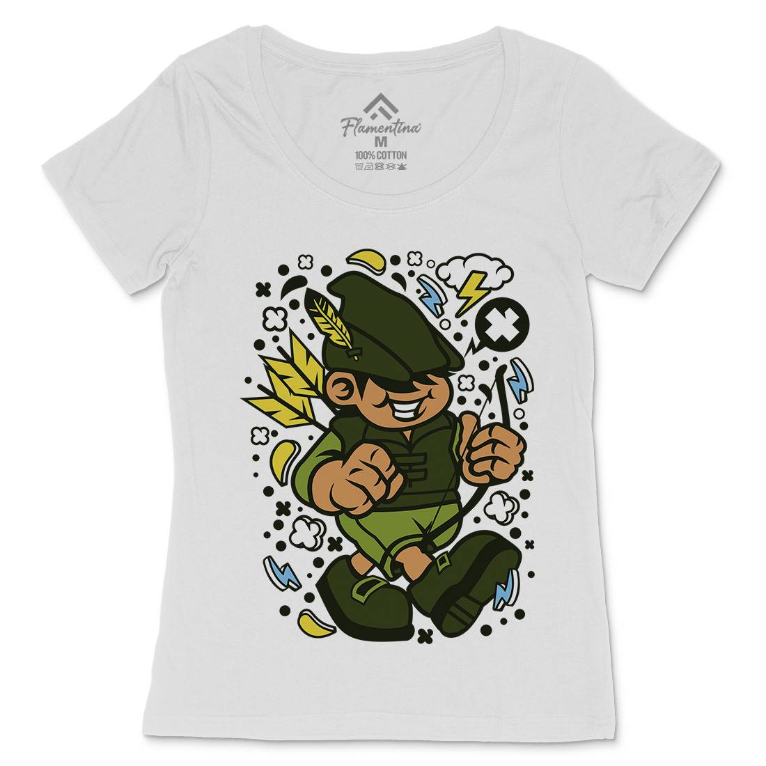 Robin Hood Kid Womens Scoop Neck T-Shirt Warriors C633